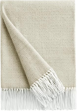 BOURINA Beige Throw Blanket Soft Rhombus Throw outdoor blanket 50"x 60" | Amazon (US)