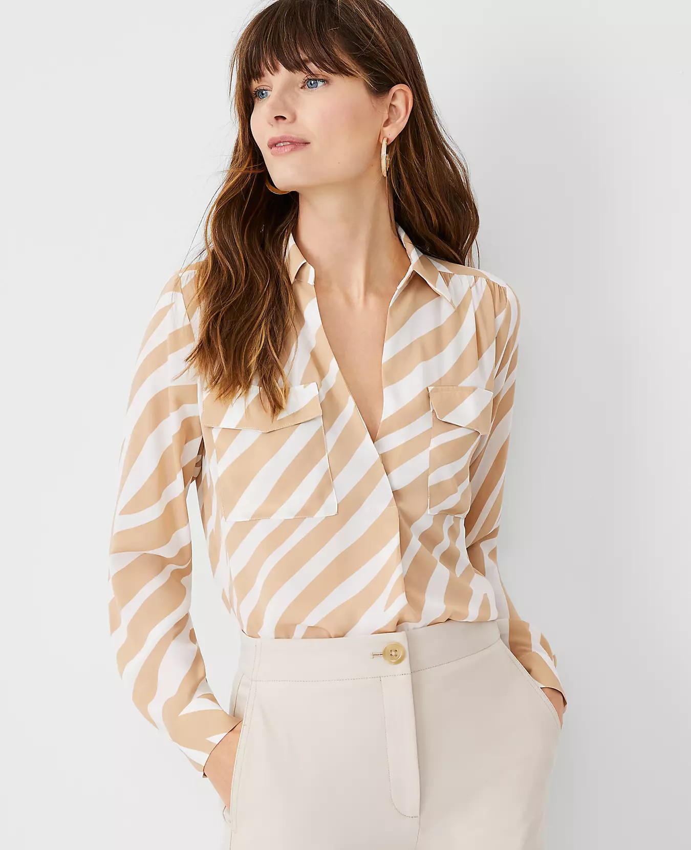 Zebra Stripe Camp Shirt | Ann Taylor (US)