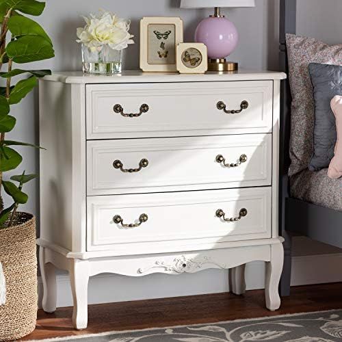 Baxton Studio Gabrielle Traditional French Country Provincial White-Finished 3-Drawer Wood Dresser | Amazon (US)