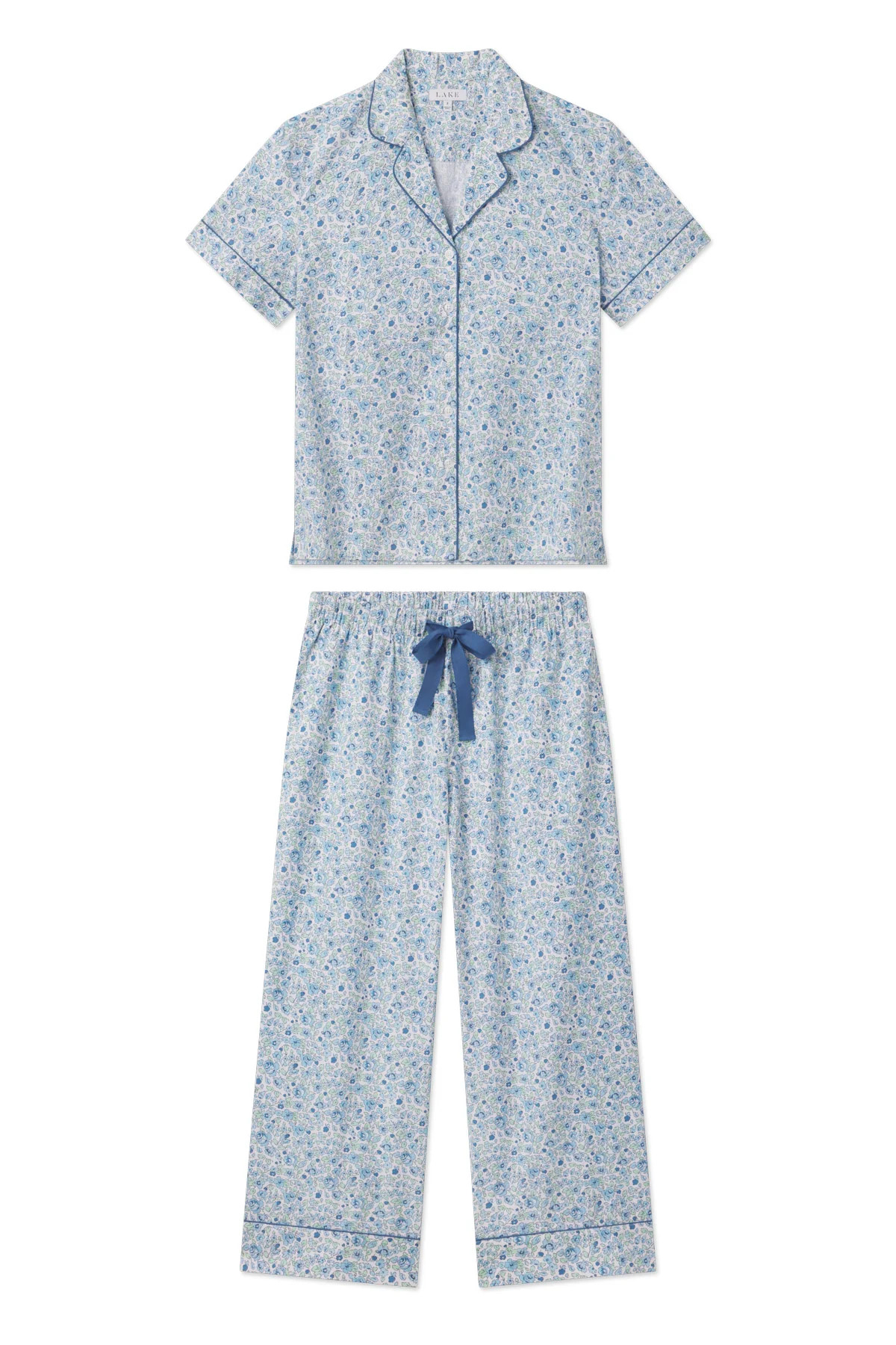 Poplin Chloe Pajama Set in Morning Blue Elizabeth Floral | Lake Pajamas