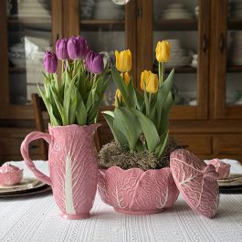 Pink Cabbage Stoneware Dish Collection Tureen | Antique Farm House