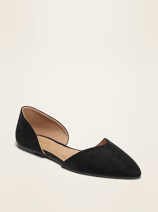 Faux-Suede Pointy-Toe D'Orsay Flats for Women | Old Navy (US)