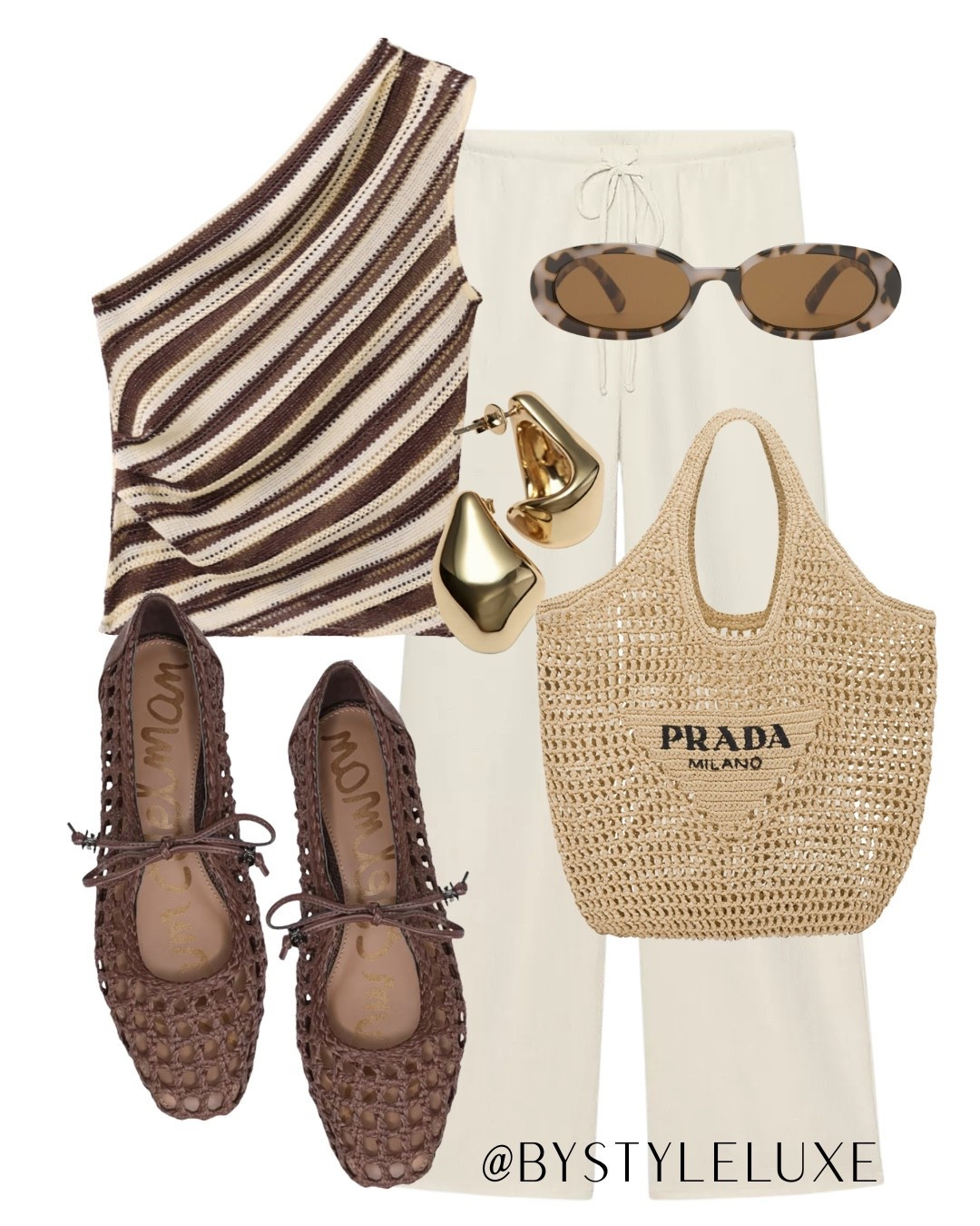 SUMMER TOPS - Love this striped knitted top from Mango styled with relaxed fit drawstring trousers and woven flats for a tonal neutral look

#summeroutfit #flats #summertop

#LTKeurope #LTKsummer #LTKuk