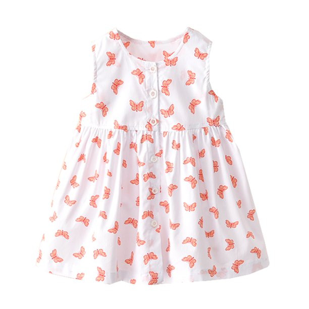 Styles I Love Baby Little Girl Sleeveless Button Up Printed Cotton Dress Spring Summer Casual Out... | Walmart (US)