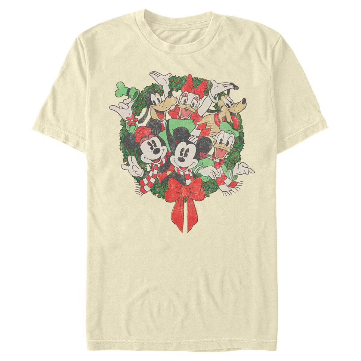 Men's Mickey & Friends Christmas Group Shot Wreath T-Shirt | Target