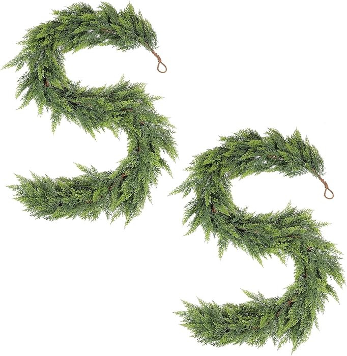 WBHome 2PCS Real Touch Juniper Garland for Christmas Holiday Seasonal Outdoor/Indoor Home Decor, ... | Amazon (US)