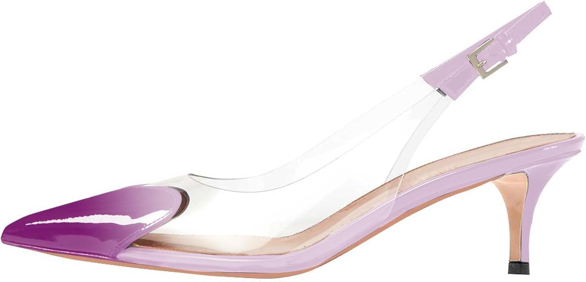 VogueVent Women's Kitten Heel Transparent Slingback Pumps Pointed Toe Clear PVC Slip On Backless ... | Amazon (US)