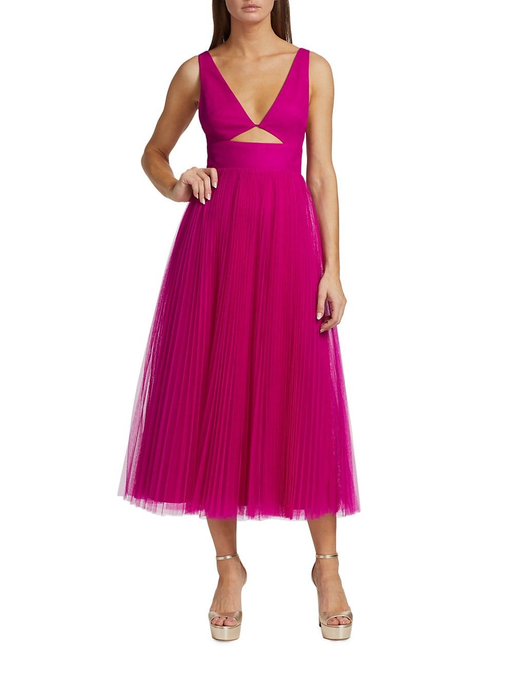 ML Monique Lhuillier Tulle Cut-Out Midi-Dress | Saks Fifth Avenue