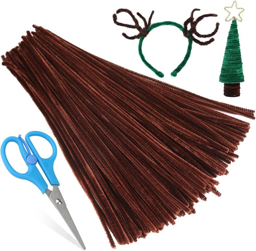 Zxiixz 100 PCS Pipe Cleaners, Dark Brown Chenille Stems Creative Craft Pipe Cleaners for Crafts C... | Amazon (US)