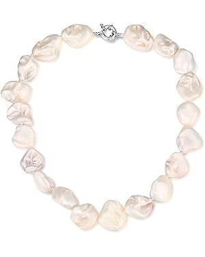 Pearl Choker Necklace for Women Boho Beaded Statement Necklace with Black White Large Freshwater ... | Amazon (US)