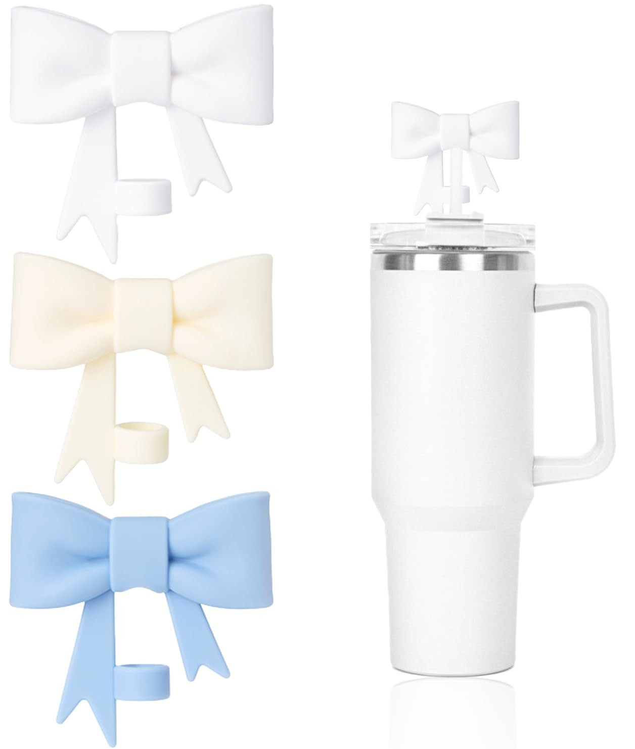 3Pcs Straw Cover for Stanley, 10mm (0.4inch) Silicone Straw Covers for Tumblers, Cute Bow Straw T... | Amazon (US)