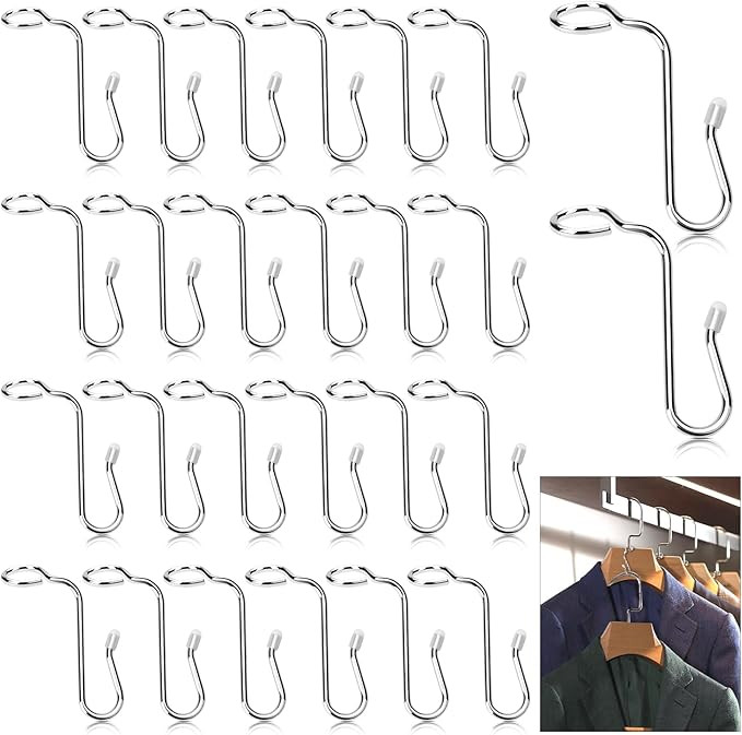 50 Pieces Hanger Connector Hooks Metal Hanger Extender Hooks Stable Clothes Connector for Differe... | Amazon (US)