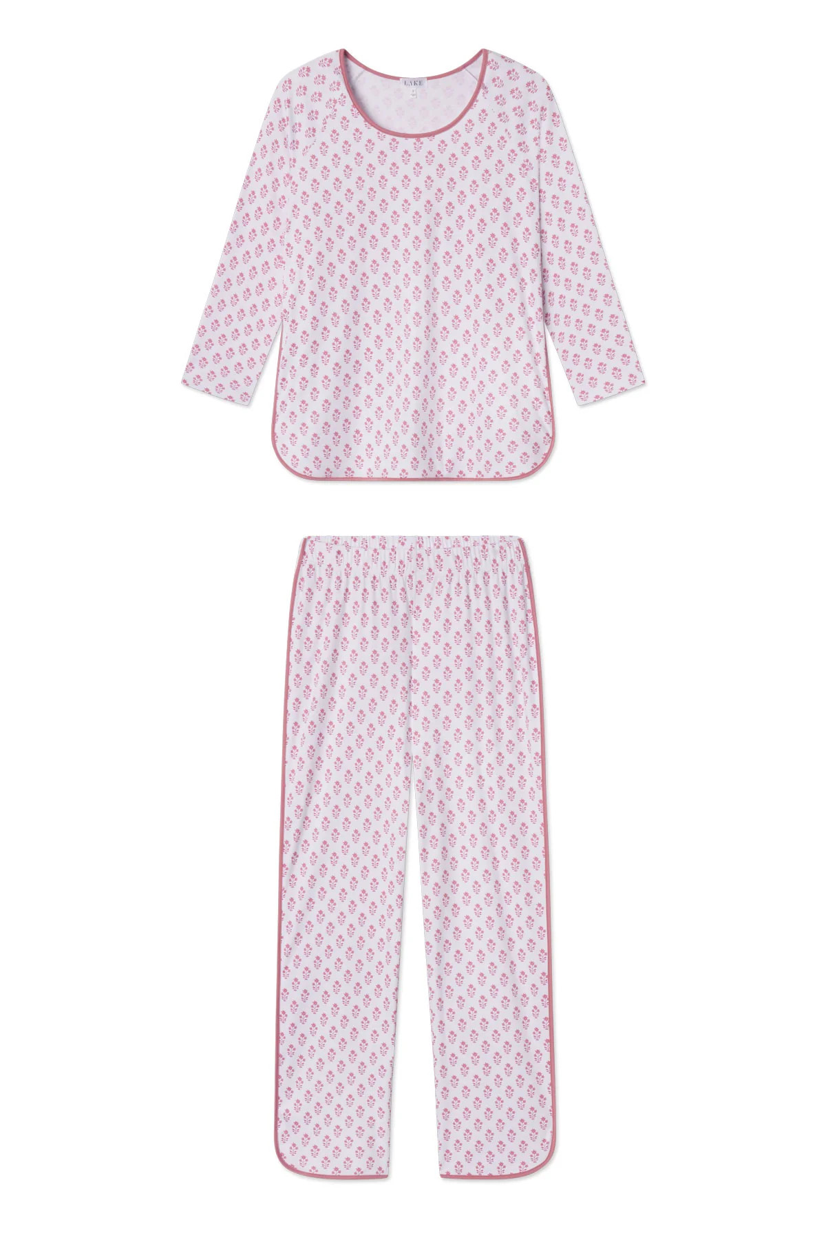 Pima Long-Long Set in Light Camellia Posy | Lake Pajamas