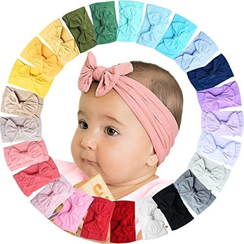25 Colors Baby Girl Headbands 4 inches Hair Bows Super Soft Stretchy Hair Turban Head Wraps Headb... | Amazon (US)