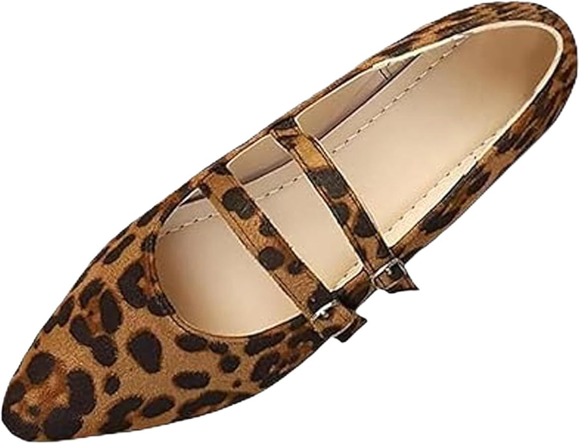 Womens Suede Mary Jane Flats, Double Strap Mary Jane Casual Slip-On Flats, Breathable Closed Toe ... | Amazon (US)