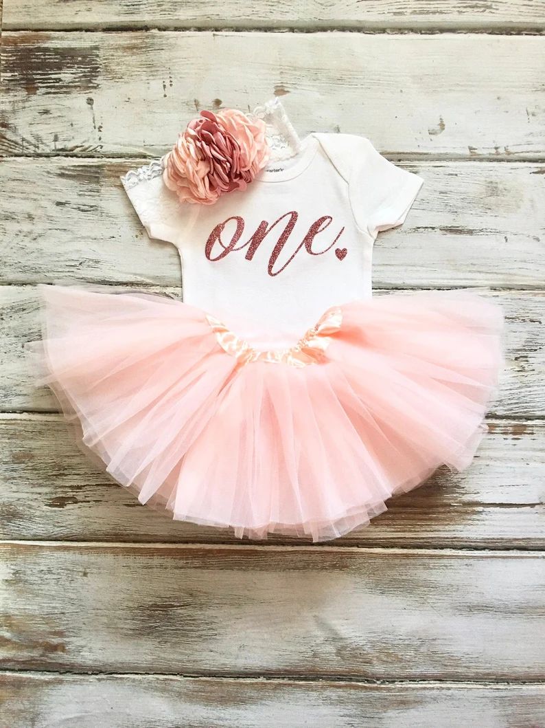 Peach and Rose Gold First Birthday Outfit Girl First Birthday | Etsy | Etsy (US)