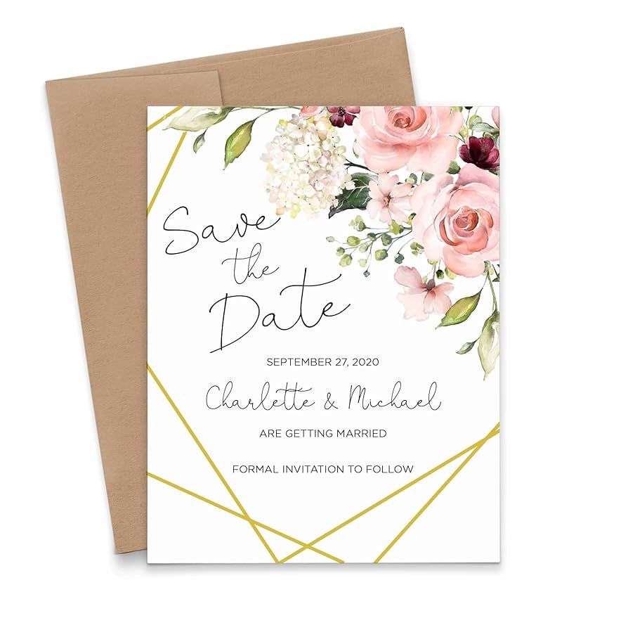 Floral Save the Date, Rustic Save the Date Cards for Weddings, Elegant Save the Date Wedding, You... | Amazon (US)
