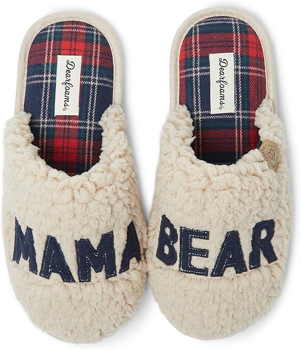 Dearfoams Women's Mama Bear Slipper, Cream, Medium | Amazon (US)