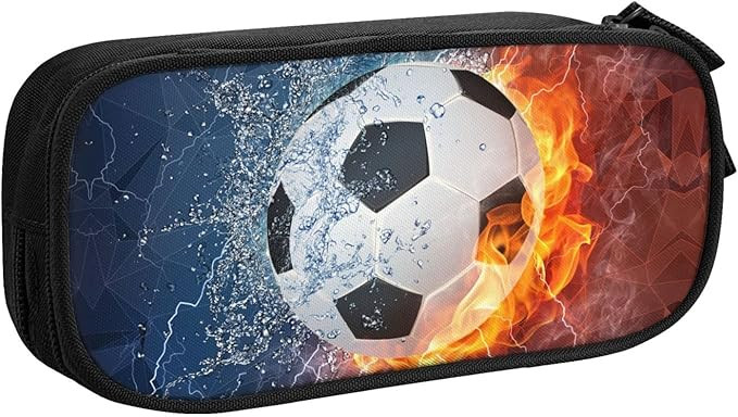 SNAPMADE Boys Pencil Case with Soccer Printed, Cool Fire & Water Portable Pen Bag Pouch with Zipp... | Amazon (US)