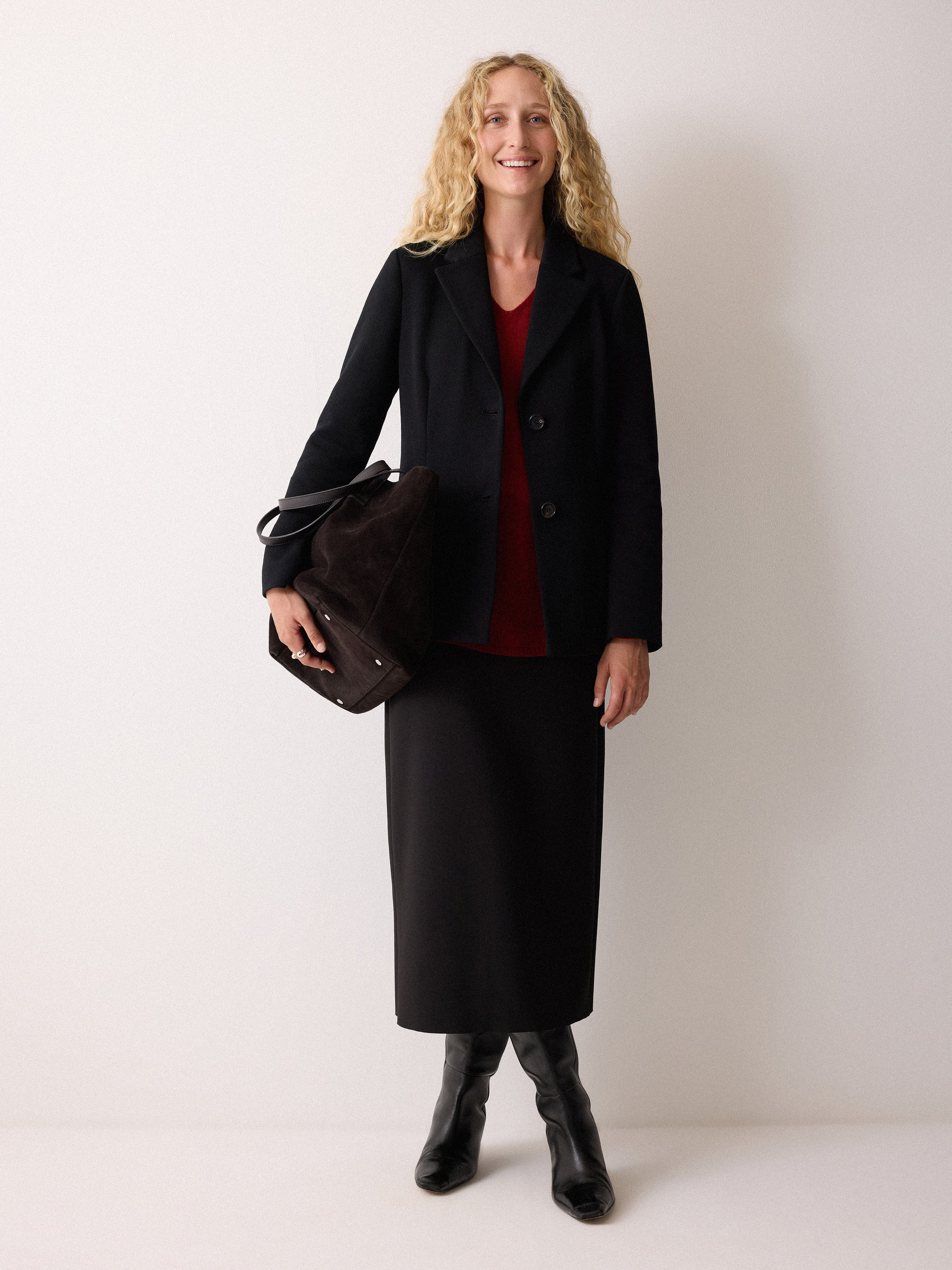 Soft Gauzy V Neck Jumper | Red | Jigsaw (UK)