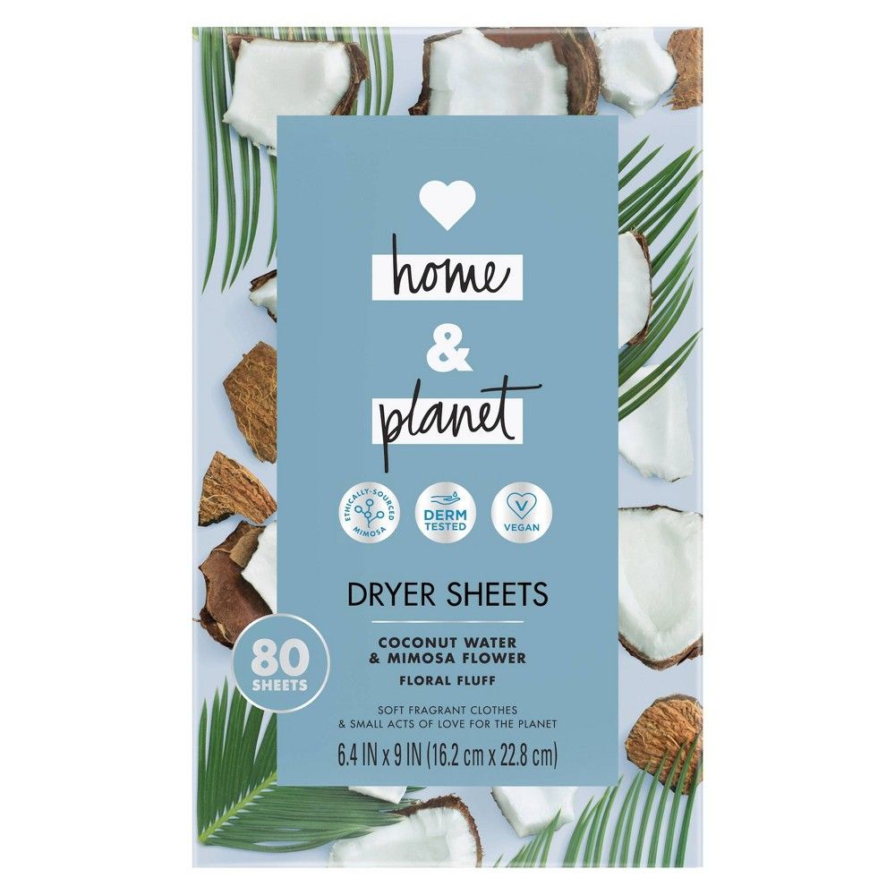 Love Home & Planet Coconut Water & Mimosa Flower Dryer Sheets - 80ct | Target