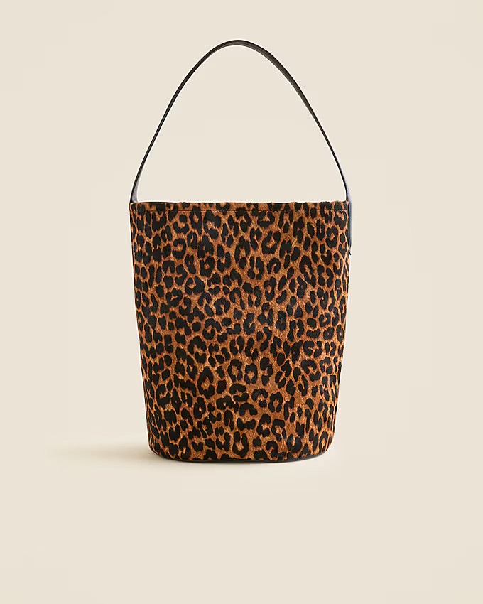 Berkeley bucket bag in leopard-print calf hair and leather | J. Crew US