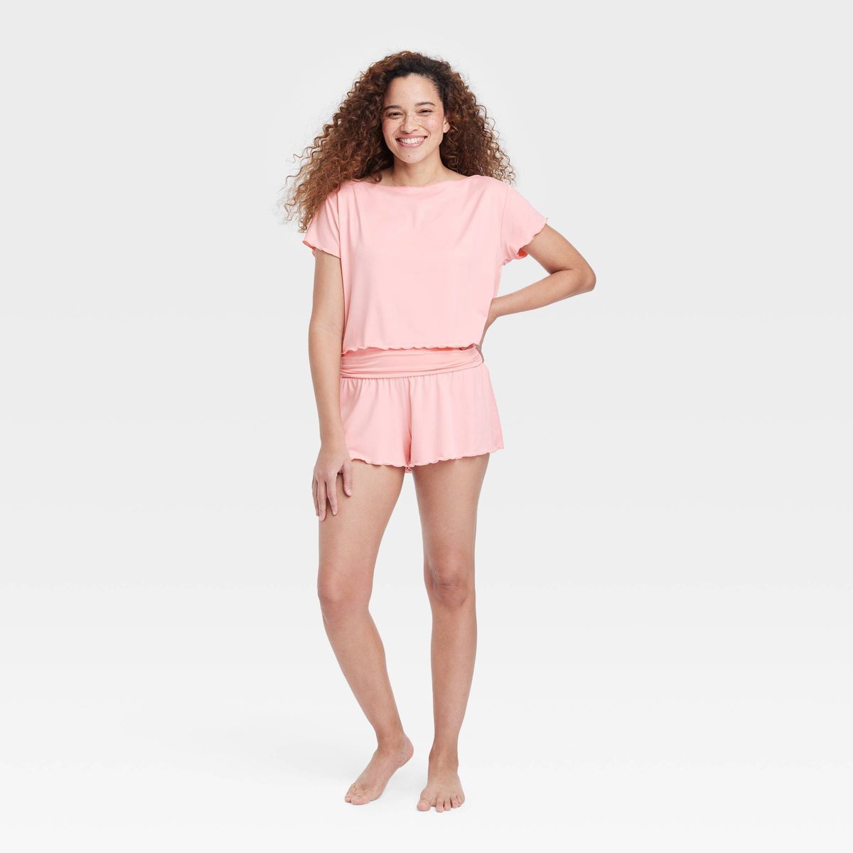 Women's Short Sleeve Top and Shorts Pajama Set - Colsie™ Pink XXL | Target
