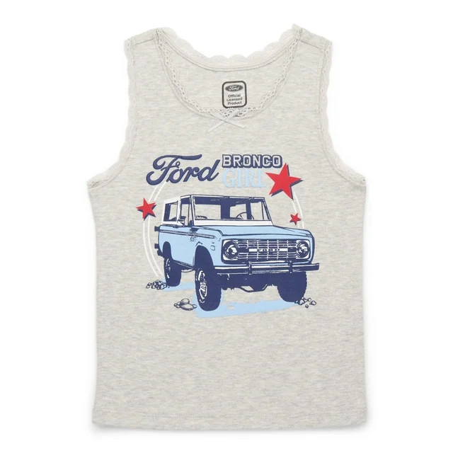 Ford Bronco Girls Americana Graphic Tank Top with Lace Trim, Sizes 4-16 | Walmart (US)