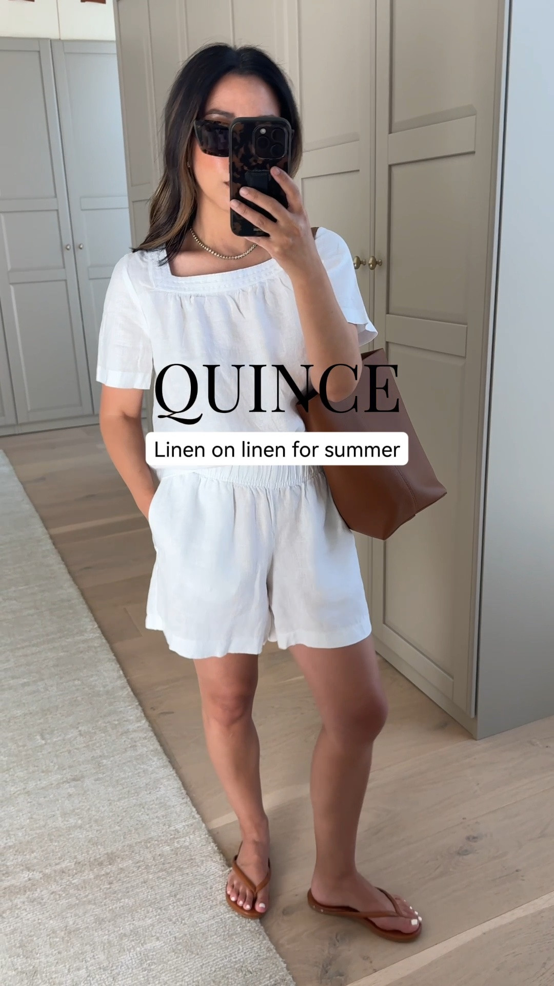 Easy outfit for hot weather. Wearing the top in xs (need to size up to small) and shorts in small. @Quince #quincepartner

#LTKPetite