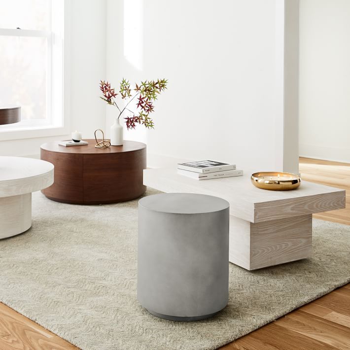 Volume Side Table - Concrete | West Elm (US)