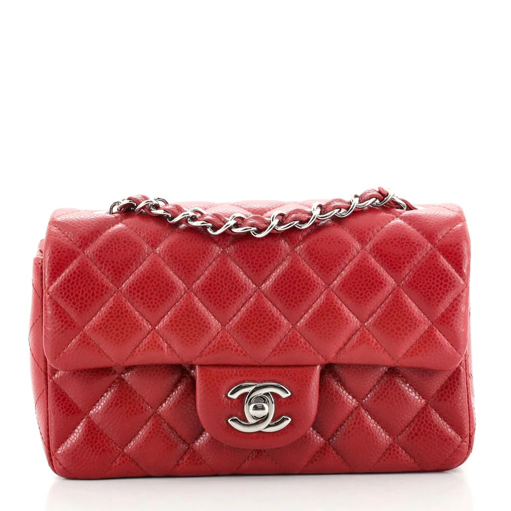 Chanel Classic Single Flap Bag Quilted Caviar Mini Red 1225093 | Rebag