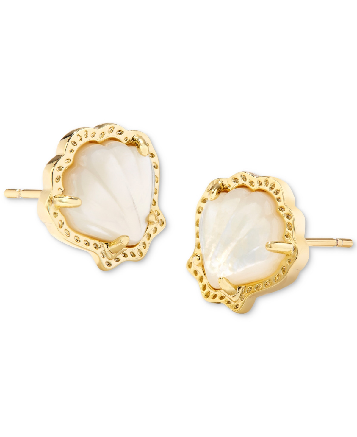 Kendra Scott 14k Gold-Plated Stone Shell Stud Earrings - Gold Ivory | Macy's