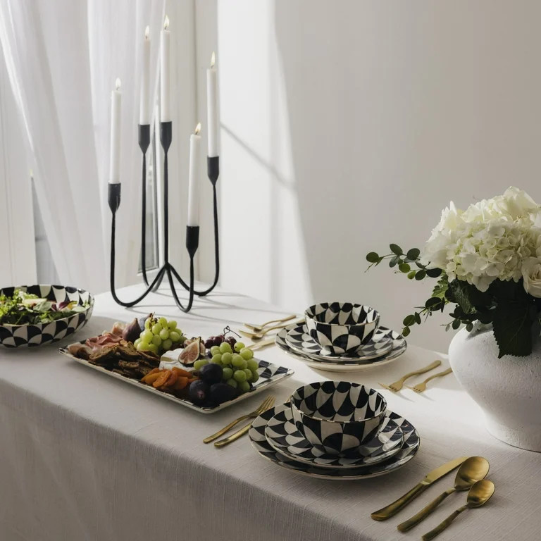 Thyme & Table Emmett Ceramic Cereal Bowl Black and White | Walmart (US)
