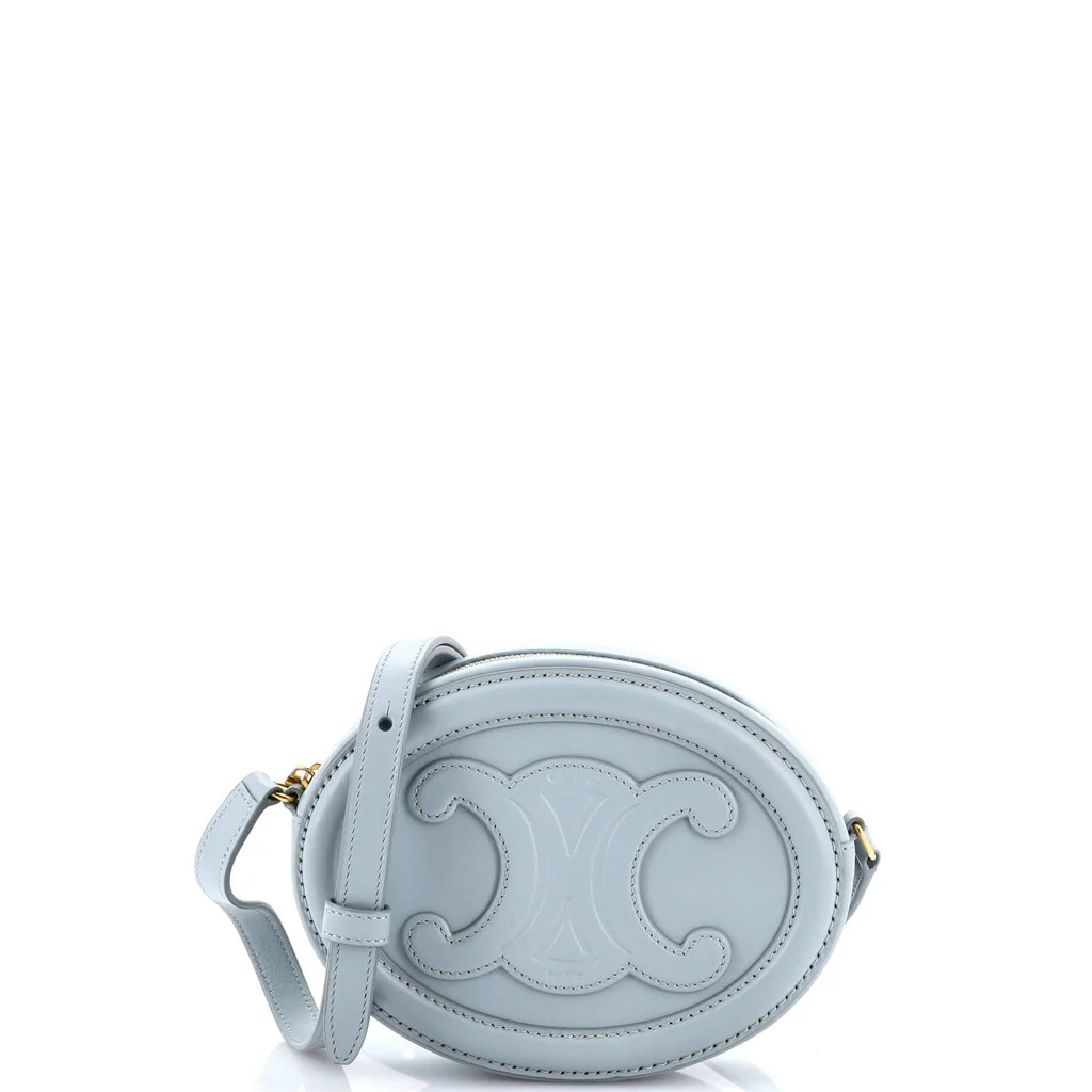 Celine Triomphe Oval Crossbody Bag Leather Mini Blue 3860741 | Rebag