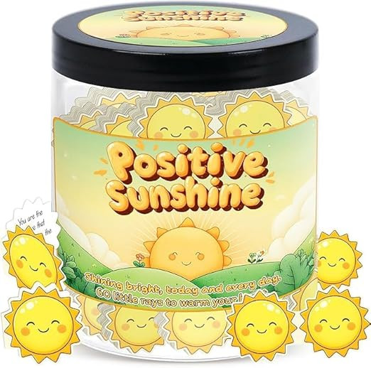 Positive Sunshine Jar - 60 Affirmation Cards, Emotional Support, Yellow - Sunflower - Sunshine Gi... | Amazon (US)