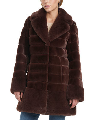 Jones New York Women's Faux-Fur Notched Collar Coat - Macy's | Macy's