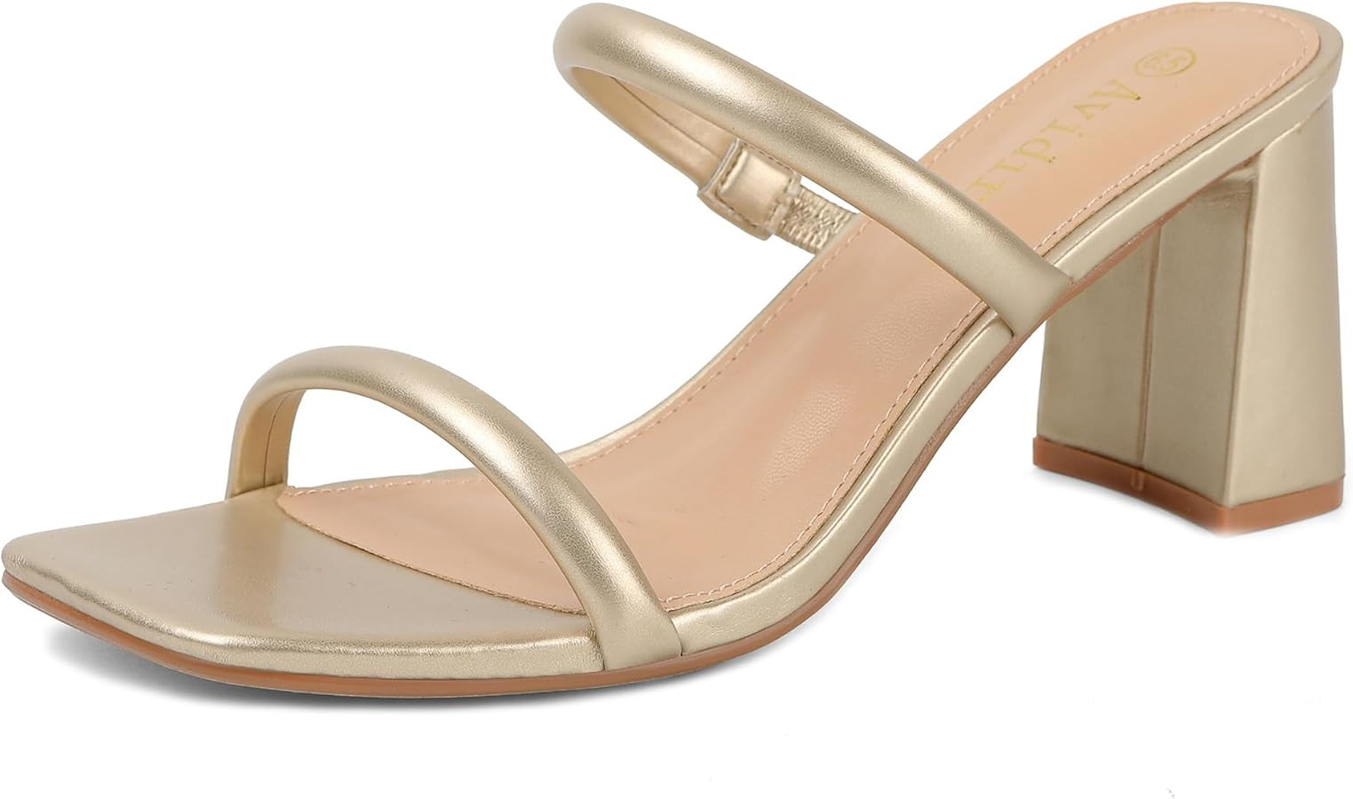 Women's Square Open Toe Heeled Sandals Two Strap Mules Slip On Block Chunky Mid Heels Sandals | Amazon (US)