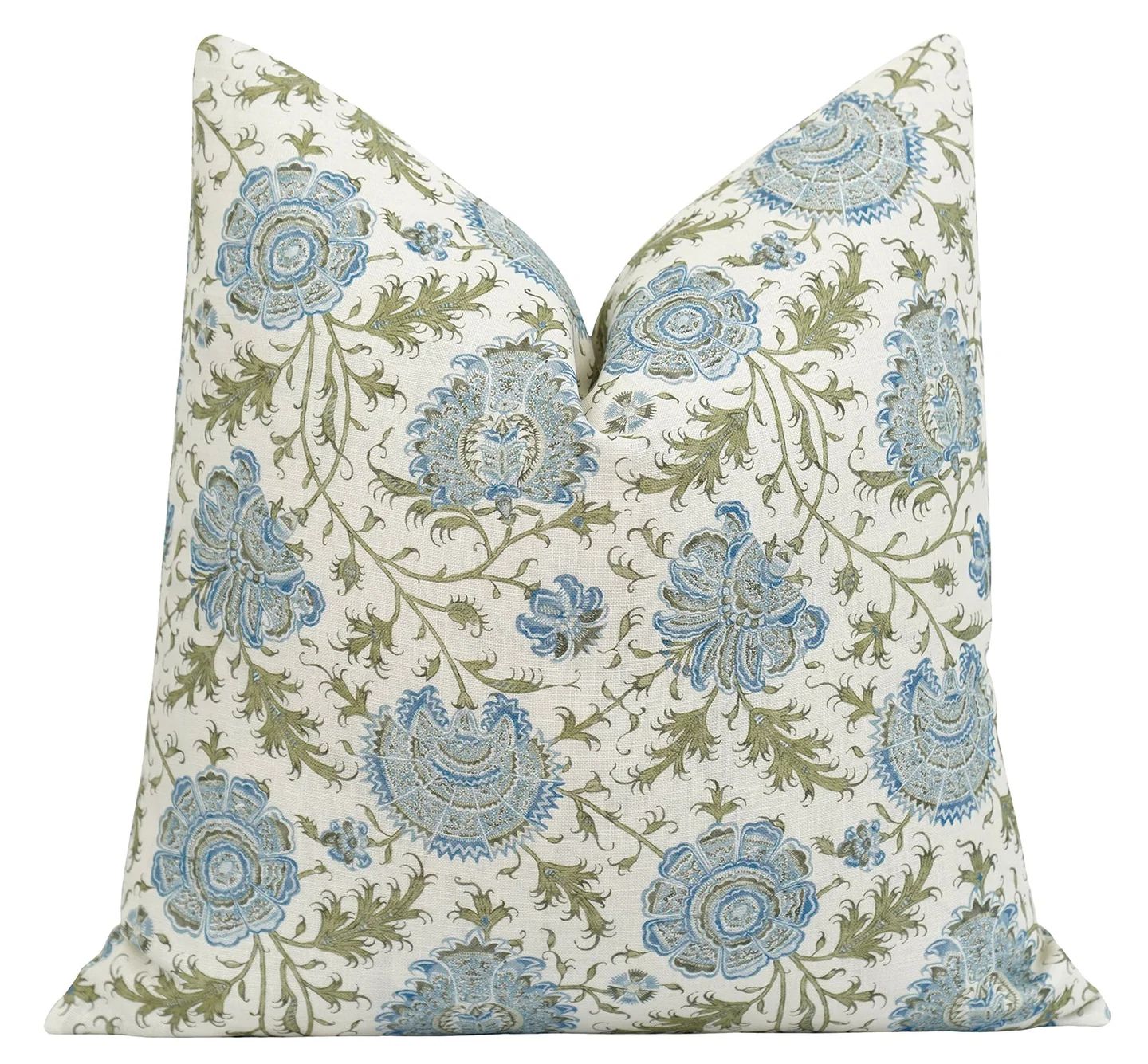 Indiennes Sea Floral Throw Pillow | Land of Pillows