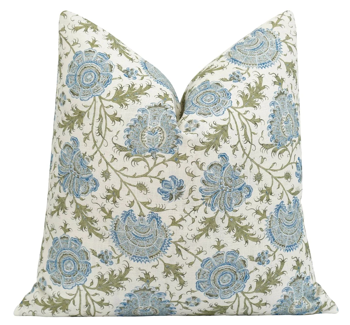Indiennes Sea Floral Throw Pillow | Land of Pillows