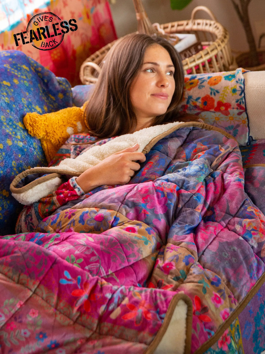 Cozy Weighted Blanket - Jewel Border | Natural Life