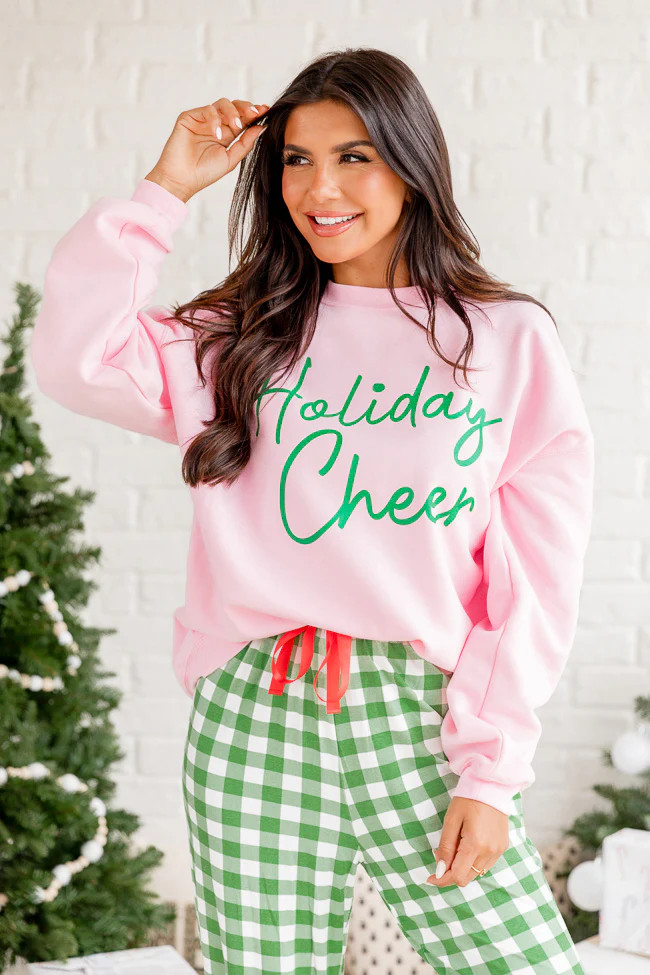 Holiday Cheer Light Pink Oversized Graphic Sweatshirt | Pink Lily