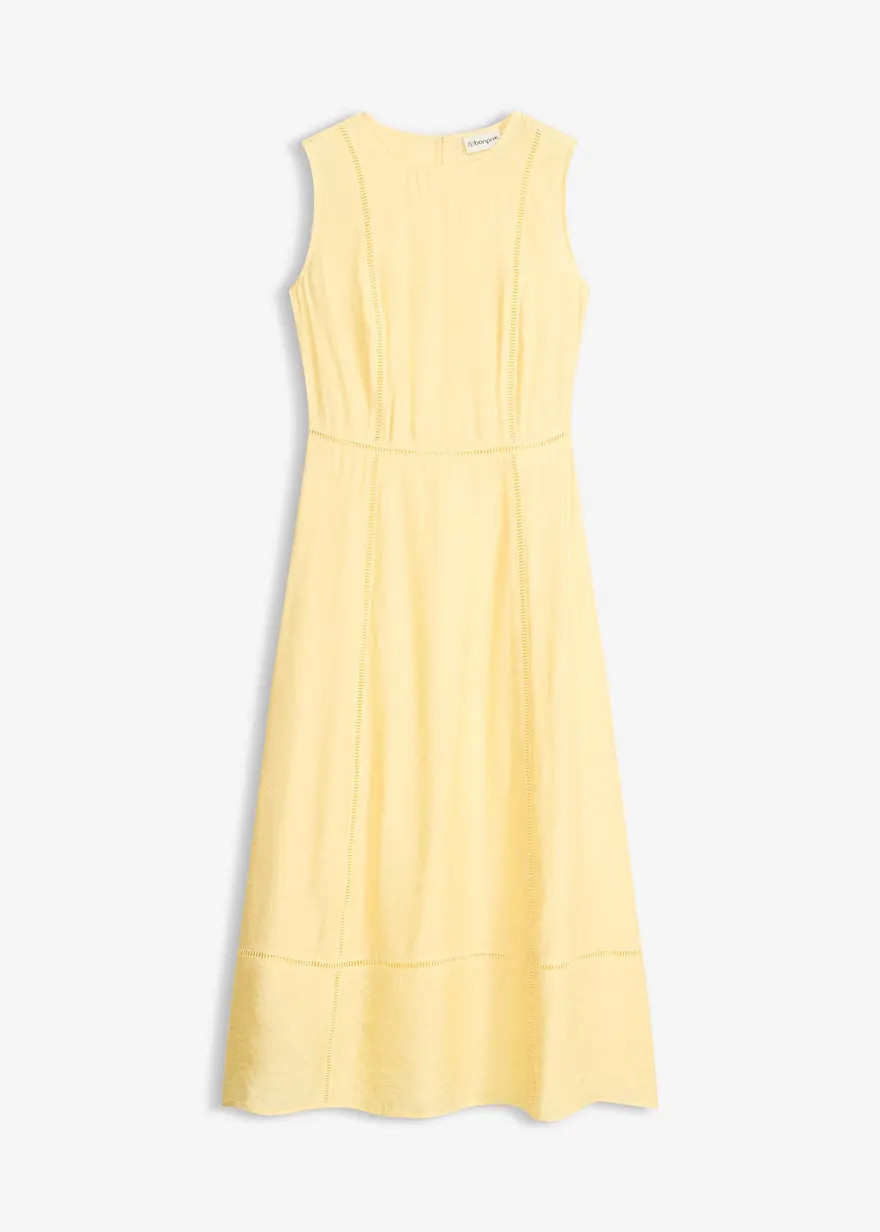Midikleid mit Lochstickerei aus softem und transparentem Viskose-Mix | Bonprix DE