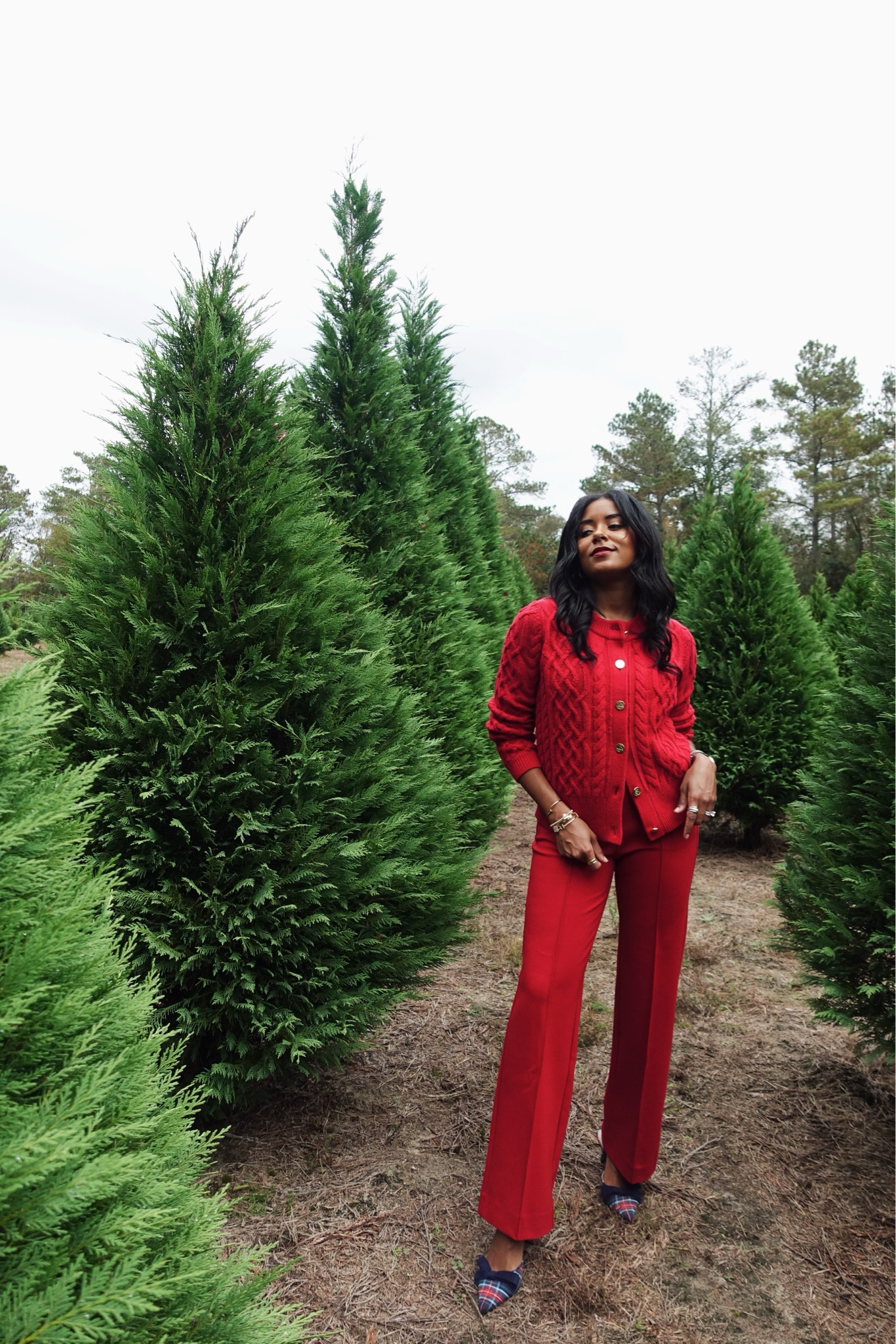 Draper James, cable knit cardigan, flare pants, plaid heels, all red outfit, winter outfit inspo

#LTKSeasonal #LTKStyleTip #LTKShoeCrush