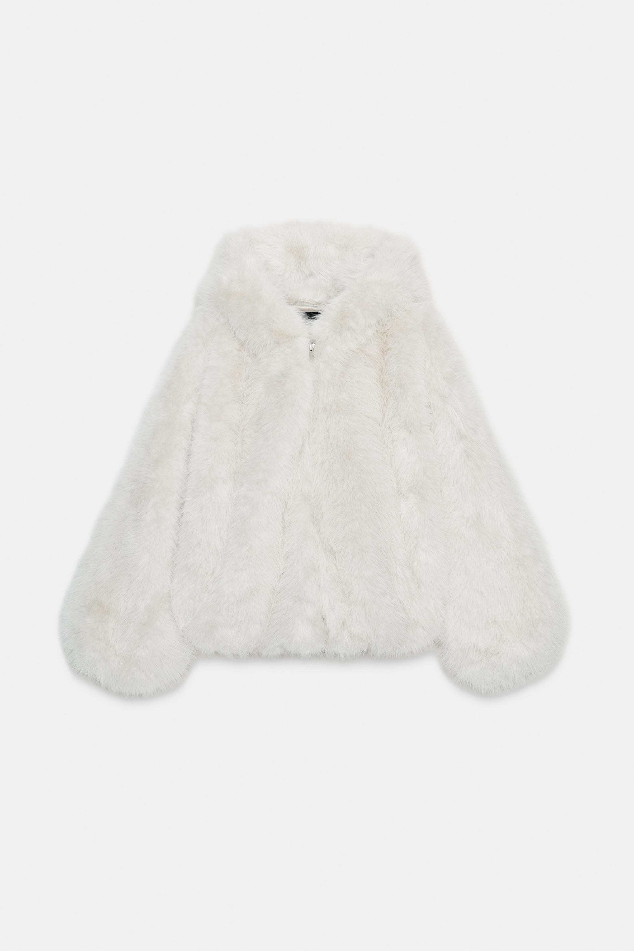 SHORT FAUX FUR HOODIE COAT | Zara US