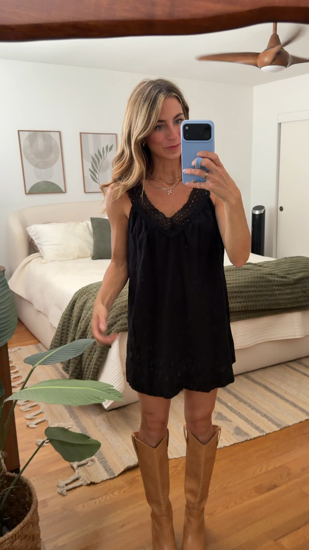 This little black Target dress is such an easy one to take from summer straight into fall. 🖤 I love the lace detail, and adding my Show Me Your Mumu boots instantly gives it that early fall feel without trying too hard. Wearing an XS and it fits true to size!

Target dress, little black dress, black mini dress, Target style, Target fashion, fall outfit, summer to fall outfit, transitional outfit, casual fall outfit, western boots, tall boots, Show Me Your Mumu boots, date night outfit, girls night outfit, church outfit, affordable fashion, mom style, everyday style, fall fashion, Target finds

#LTKgrwm #LTKOver40 #LTKootd
