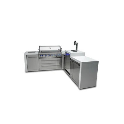 Mont Alpi 6-Burner 90 Degree Corner Deluxe Stainless Steel Island BBQ Grill + Kegerator Refrigerator | Wayfair North America