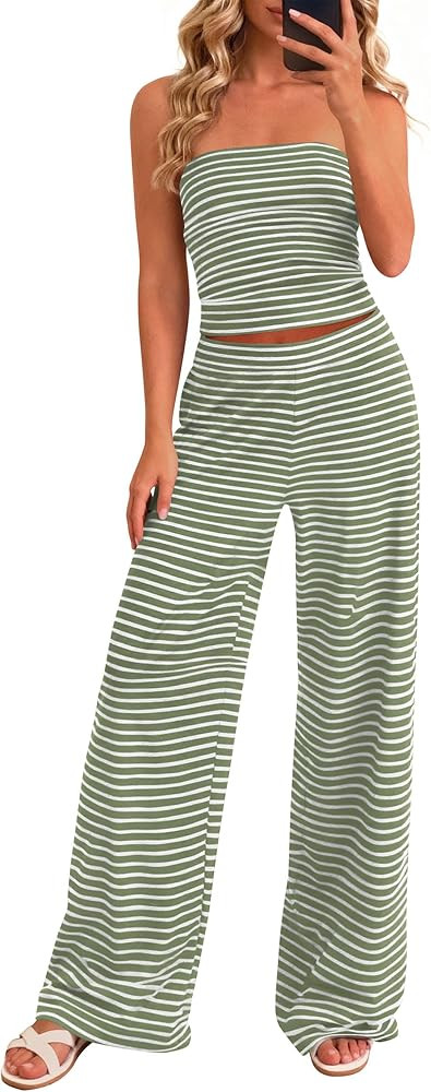 PRETTYGARDEN Two Piece Striped Sets for Women Summer Travel Outfits 2026 Spring Y2K Going Out Vac... | Amazon (US)