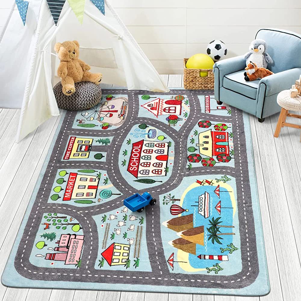 LIVEBOX Soft Kids Rug 4'x6' Carpet Play Mat for Baby Boys Girls, City Life Road Traffic Playroom ... | Amazon (US)
