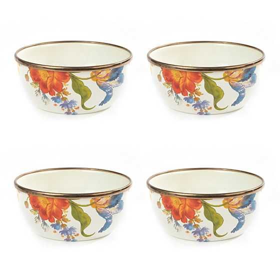 White Flower Market Pinch Bowls, Set of 4 | MacKenzie-Childs