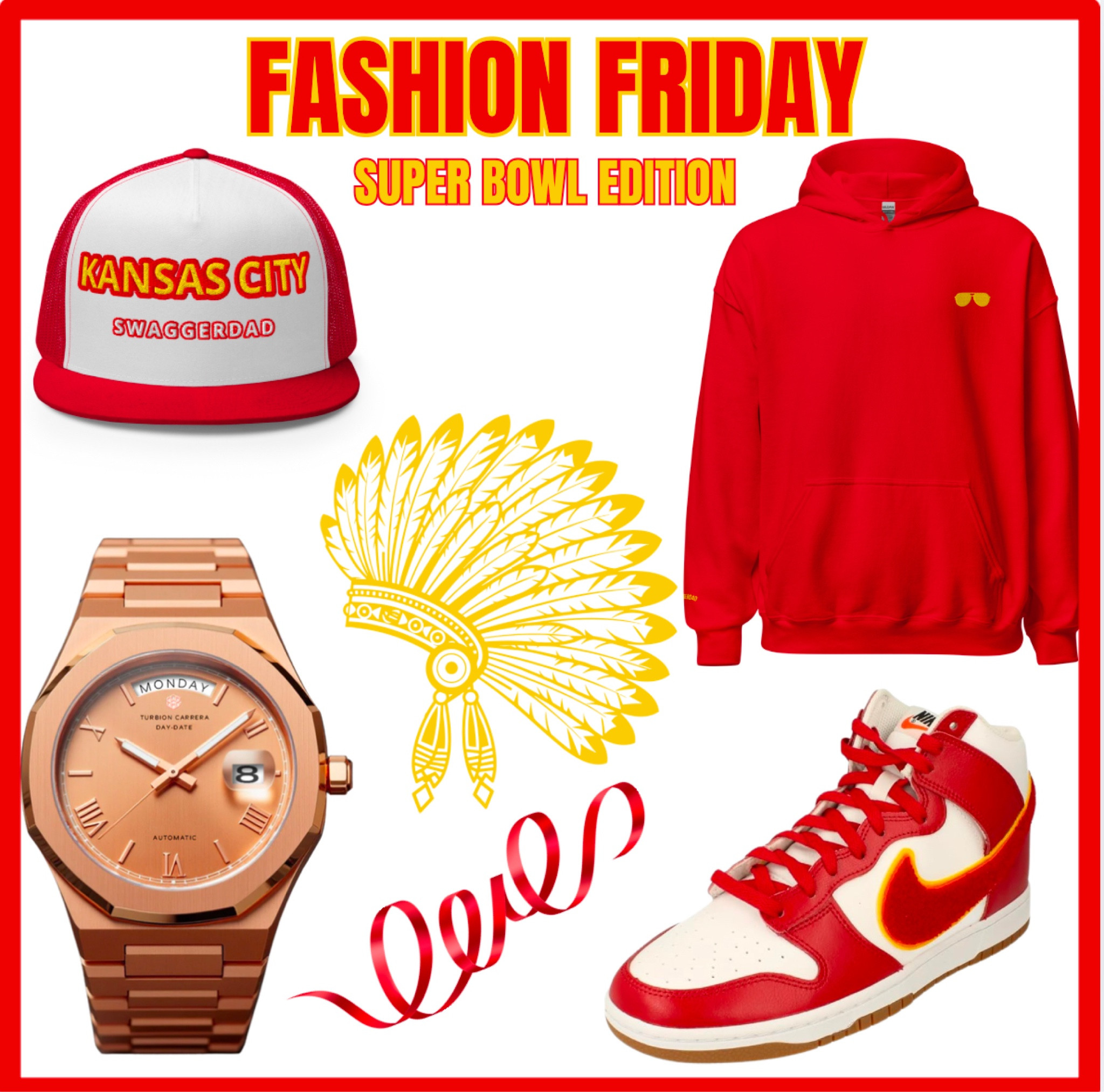 🔥 SD Fashion Friday: Super Bowl Edition 🔥

The stage is set, the energy is electric, and the Swaggerdad crew is stepping out in style for the BIG GAME! 🏆🏈 Whether you’re repping Philly or riding with KC, we got the perfect fit to match your team’s drip.

👀 Slide 2: Straight Philly vibes—Green Philly Snapback, Classic SD Green Hoodie, Green Nike Dunks, and the timeless Turbion Carrera Green & Gold watch. That’s championship swagger right there. 🦅💚

👀 Slide 3: Big Chiefs energy—Red & Yellow Snapback, Classic SD Red & Yellow Hoodie, Red Nike Dunks, and the Rose Gold Turbion Carrera to keep it icy. Fire from head to toe! 🔥🏹

No matter who you’re rocking with, it’s all about style, swagger, and sportsmanship. 💯 Good luck to both teams—may the best team win! 🎉🏆

Tag your squad & let us know who you got! ⬇️ #Swaggerdad #SDFashionFriday #SuperBowlStyle #FlyEaglesFly #ChiefsKingdom